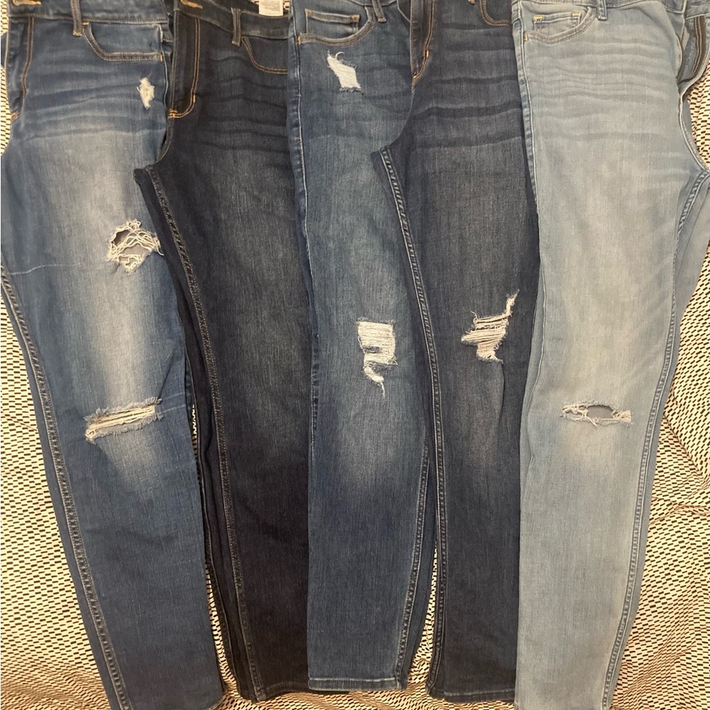 Hollister Women's Skinny Jeans - Light Blue, Dark Blue, Black
